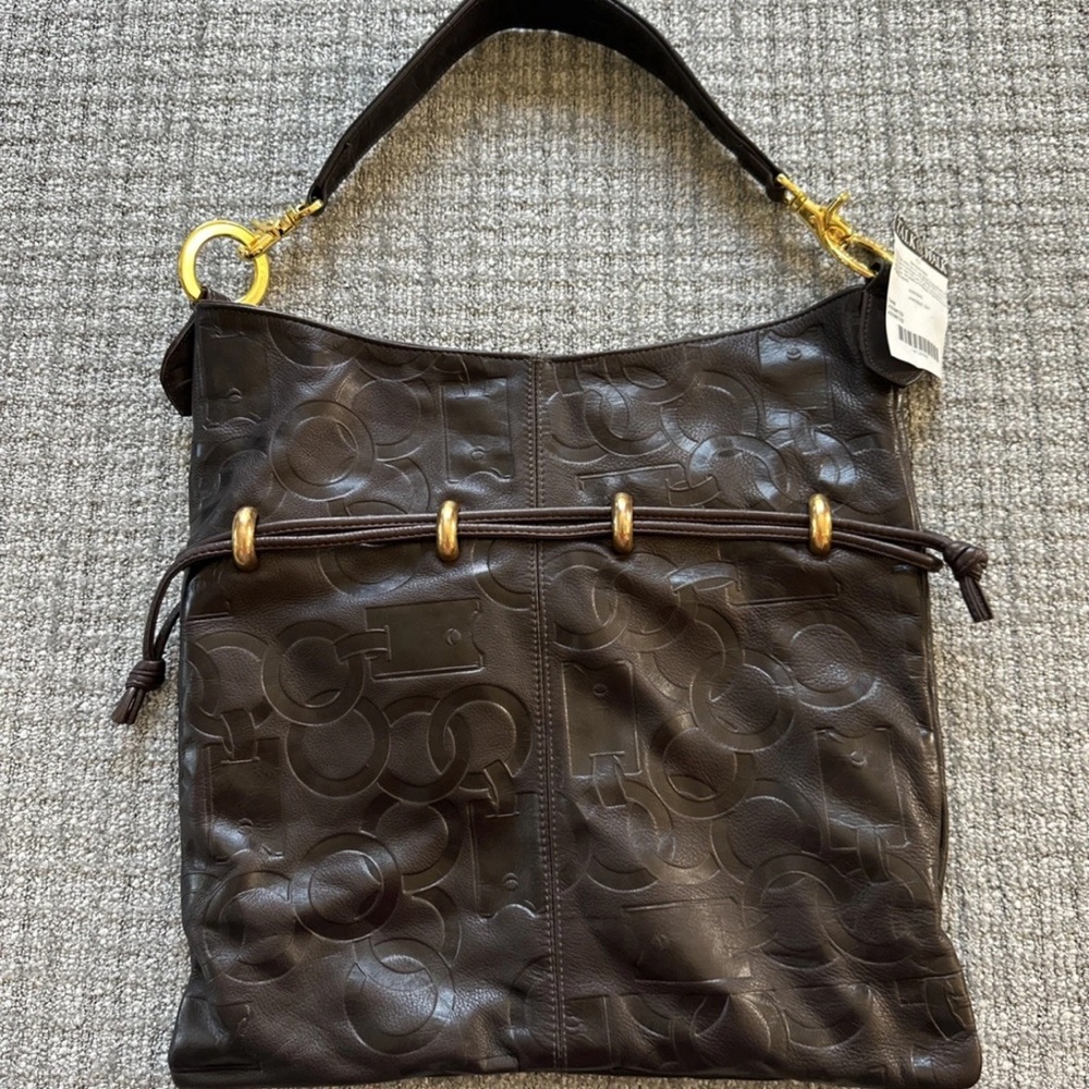 Women’s Leather Large Shoulder Bag, Dark Brown, Talk Of The Walk